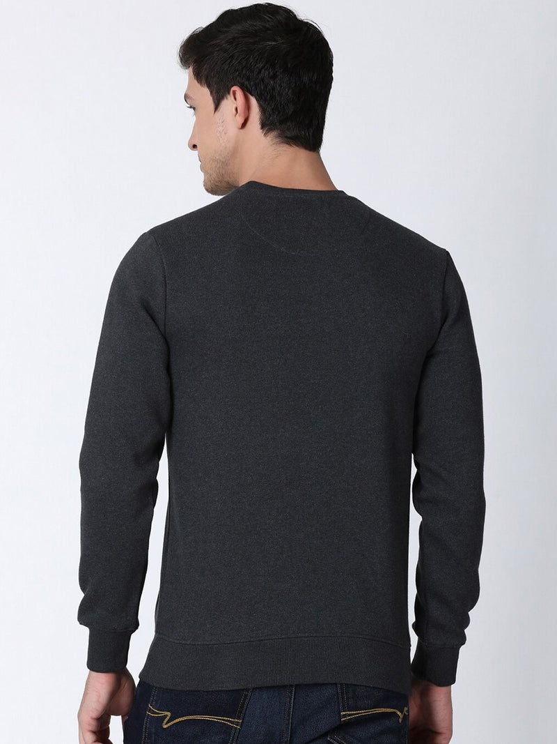 T-Base Men Grey Printed Sweatshirt