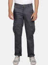 T-Base Men Mid-Rise Flat-Front Plain Zip Cotton Cargos Trouser