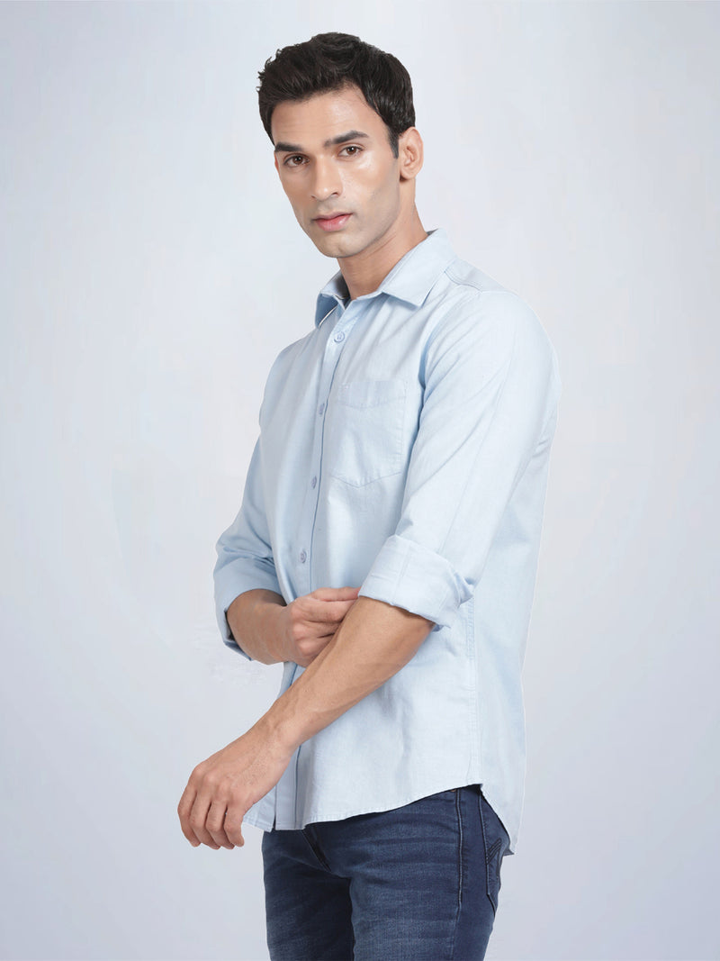 Full Sleeve Sky Blue Cotton Linen Shirt