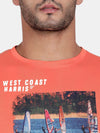 T-Base Men Orange Printed T-Shirt