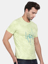 T-Base Men Green Floral Printed T-Shirt