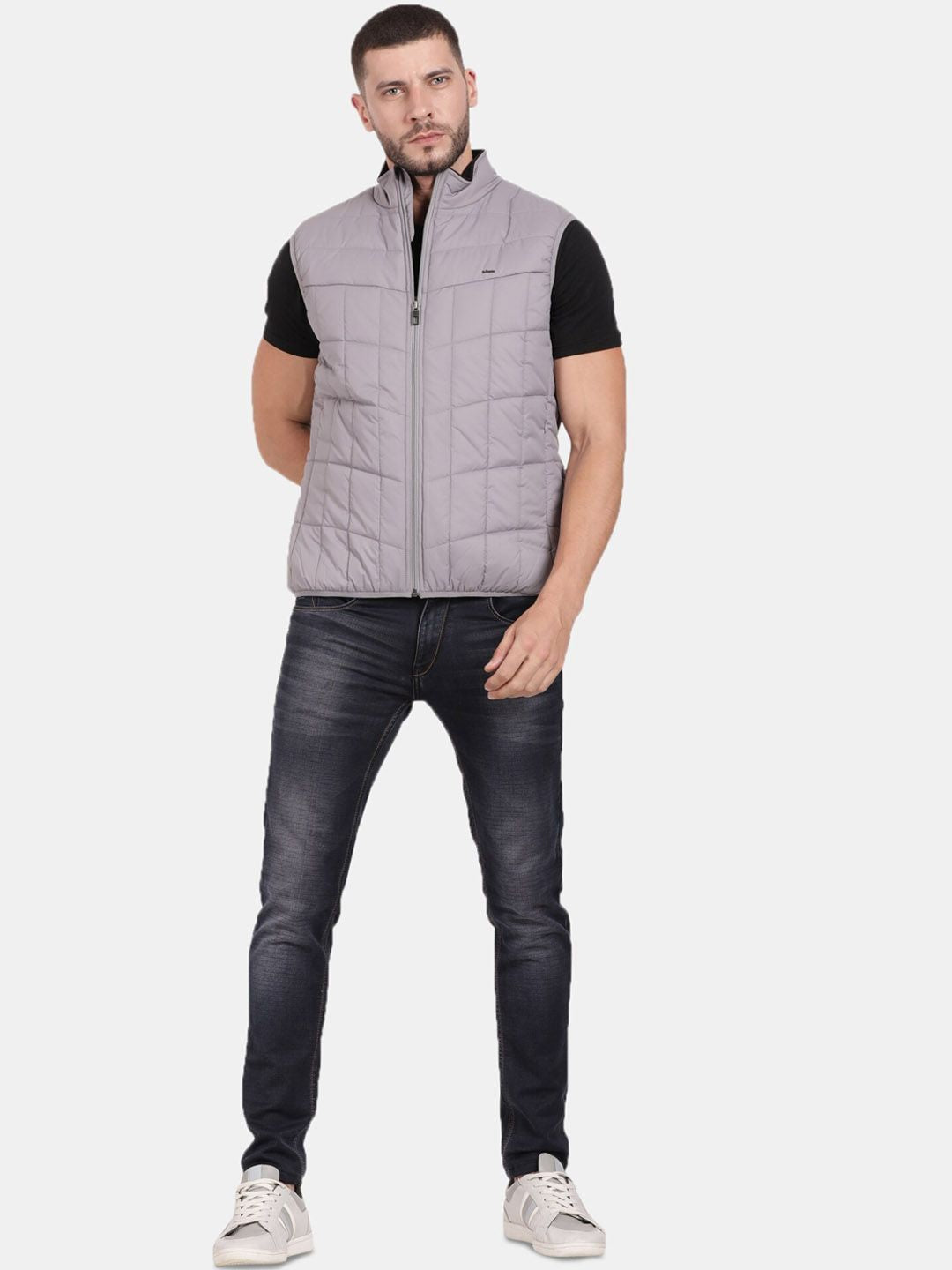 T-Base Sleeveless Puffer Jacket With Quilted Design And Polar Fleece Collar