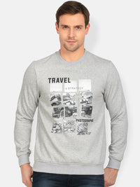 T-Base Men Grey & Black Printed Sweatshirt