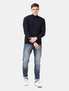 High Neck Navy Full Sleeve Pullover