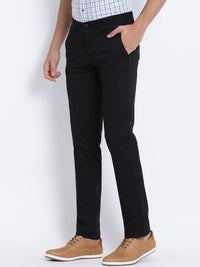 Black Cotton Twill Stretch Chino Pants