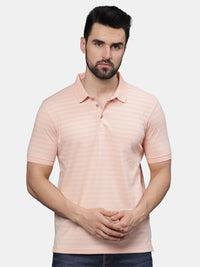 T-Base Men Striped Polo Collar Pockets T-Shirt