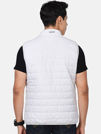 t-base Men White Black Colourblocked Lightweight Puffer Jacket