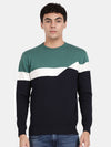 T-Base Colourblocked Round Neck Cotton Pullover Sweater