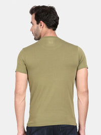 T-Base Men Green Printed T-Shirt