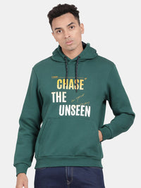 T-Base Typography Printed Hooded Pullover Sweatshirt