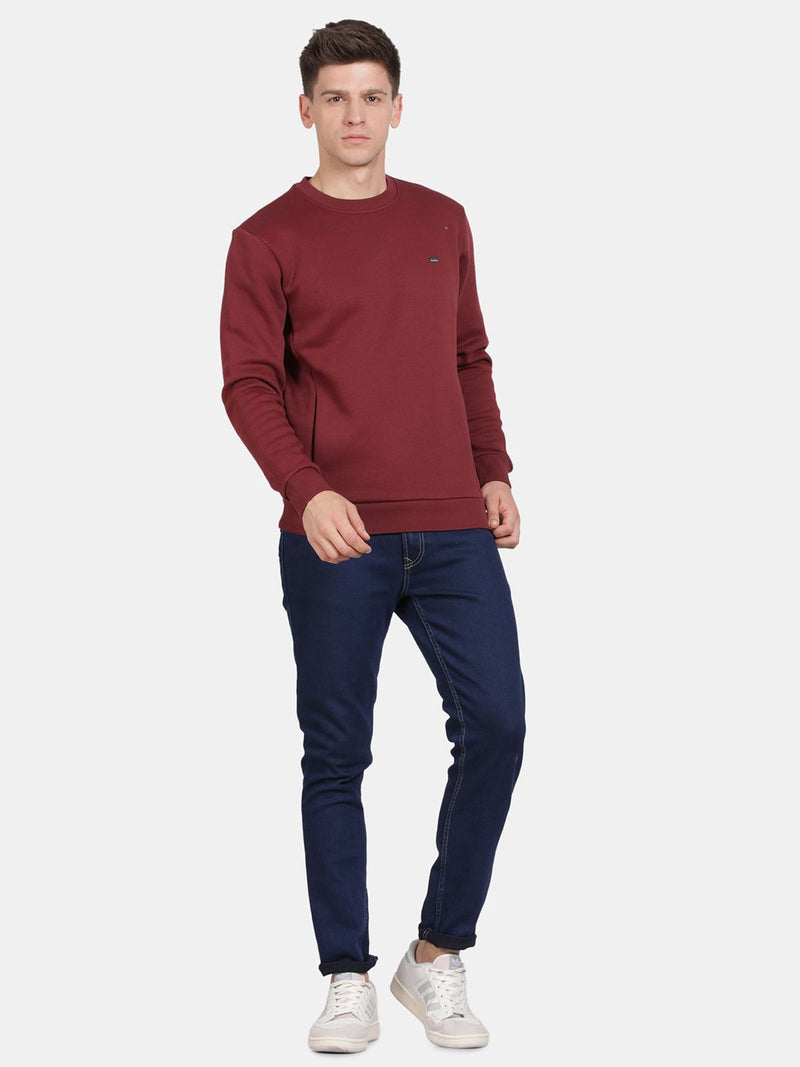 T-Base Men Round Neck Solid Sweatshirt