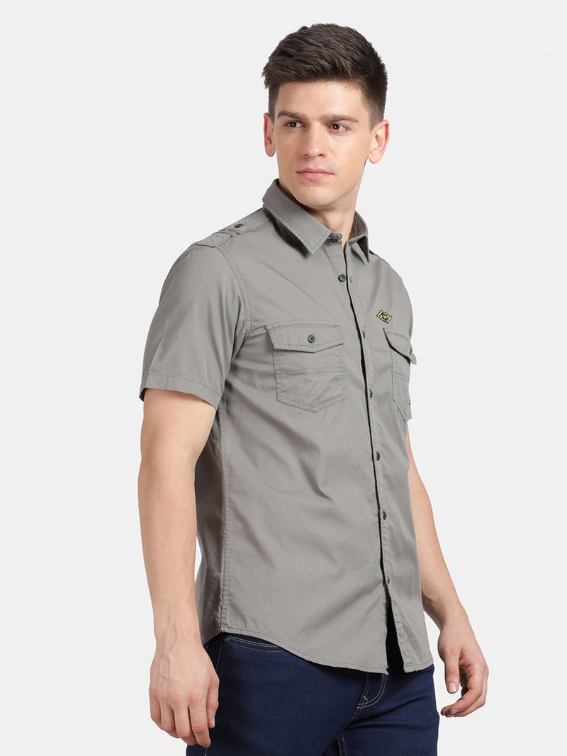 Half Sleeve Clay Military Shirt