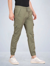 Solid Olive Cargo Joggers