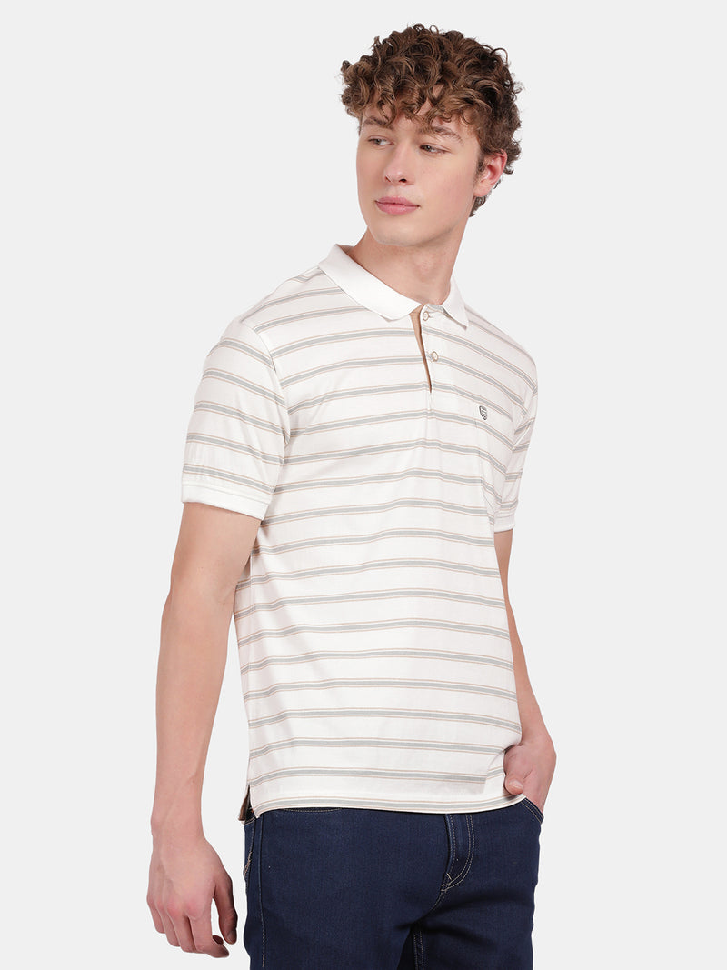 STRIPER POLO COLLAR T-SHIRT