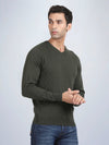 V Neck Rifle Green Full Sleeve Pullover