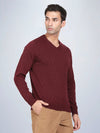 V Neck Wine Full Sleeve Pullover