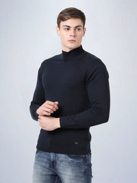 High Neck Navy Full Sleeve Pullover