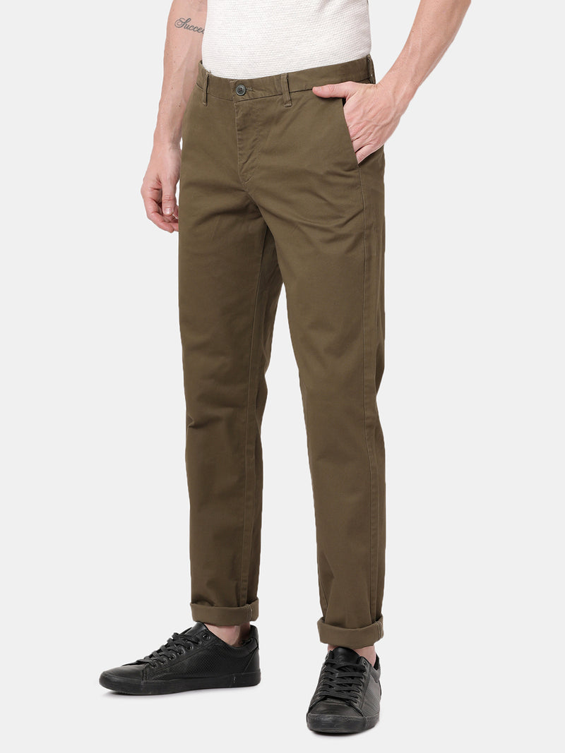 Dark Olive Cotton Twill Stretch Chino Pants