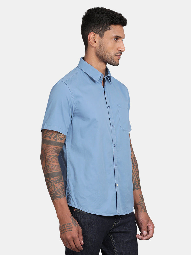 HALF SLEEVE COTTON TWILL SHIRT