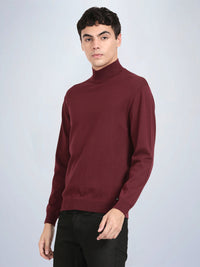 High Neck Port Wine Full Sleeve Pullover