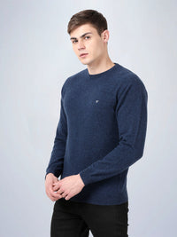 V Neck Lambswool Deep Indigo Full Sleeve Pullover