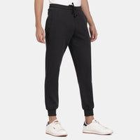 Black Melange Knitted Lower Track Pants