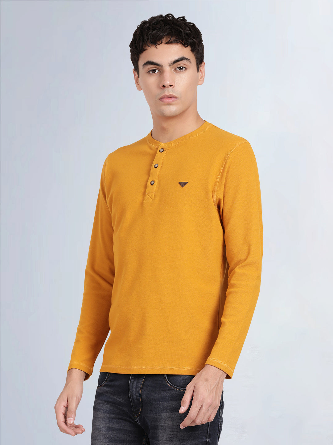 Full Sleeve Spruce Yellow Henley T-Shirt