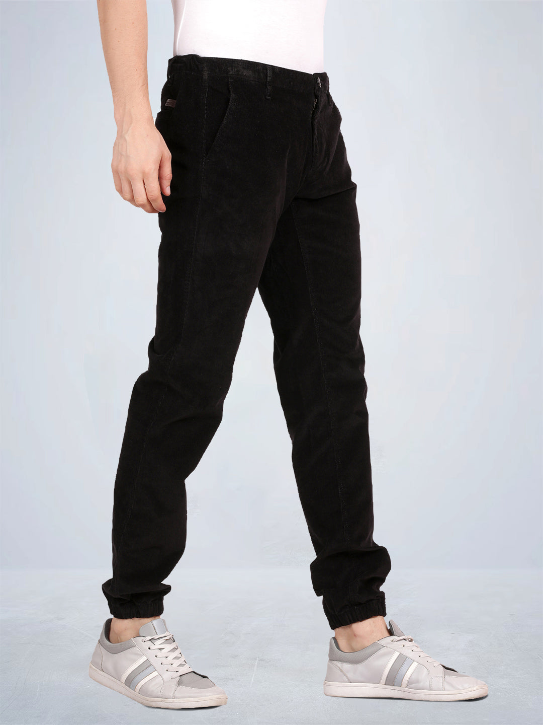 Black Chino Style Corduroy Joggers