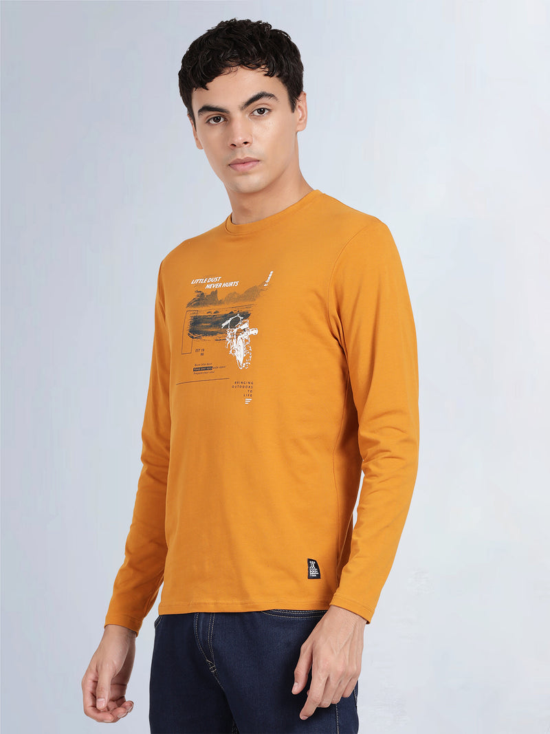 Full Sleeve Spruce Yellow Crew Neck T-Shirt