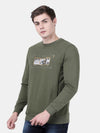 T-Base Men Olive Green Printed Sweatshirt