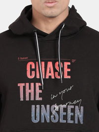 T-Base Typography Printed Hooded Cotton Sweatshirt