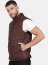 T-Base Sleeveless Puffer Jacket With Quilted Design And Polar Fleece Collar