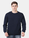 T-Base Men Blue Checked Round Neck Pullover Sweater