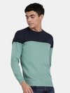 Crew Neck Full Sleeve Ocean Wave Color Blocked Pullover