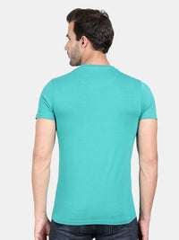 T-Base Men Green Printed T-Shirt