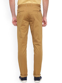 T-Base Men Tan Tapered Fit Easy Wash Chinos Trousers