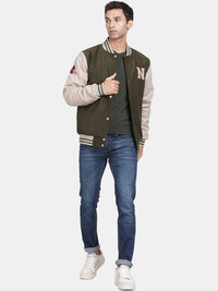 t-base Colourblocked Stand Collar Long Sleeve Insulator Varsity Jacket