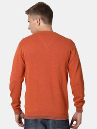 T-Base Men Rust Solid Cotton Pullover