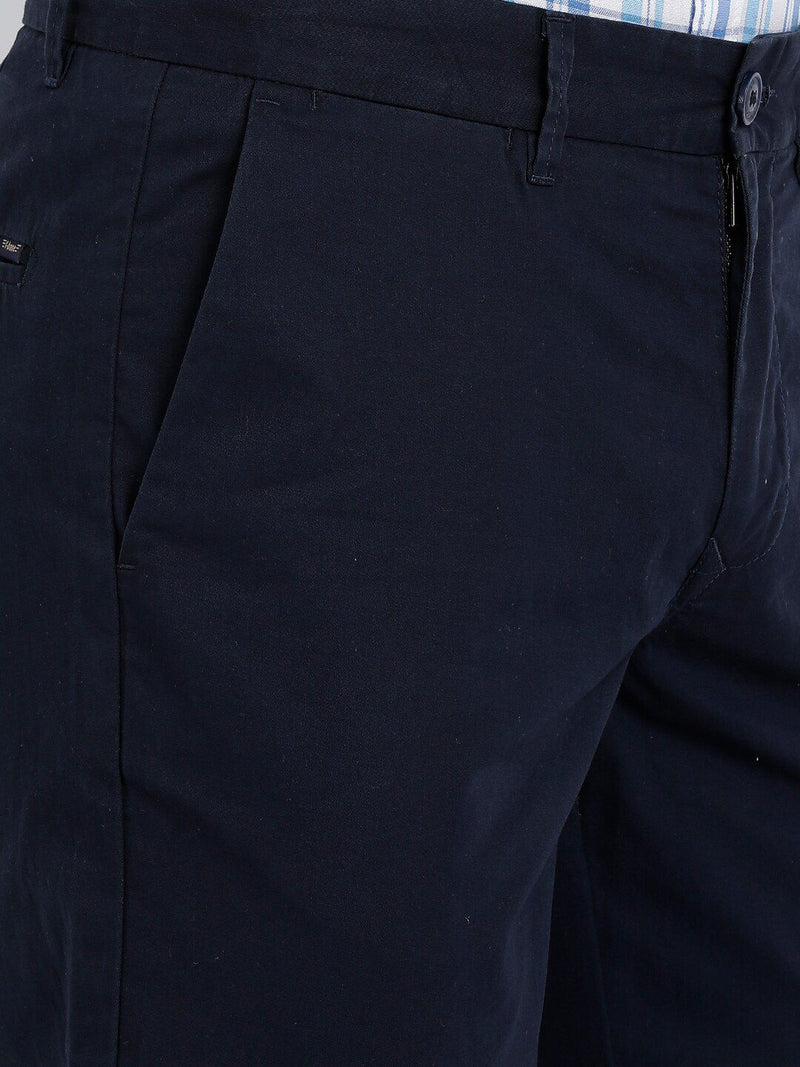 T-Base Men Navy Blue Easy Wash Trousers