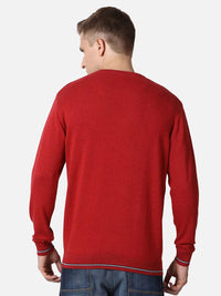 T-Base Men Red Solid Cotton Pullover