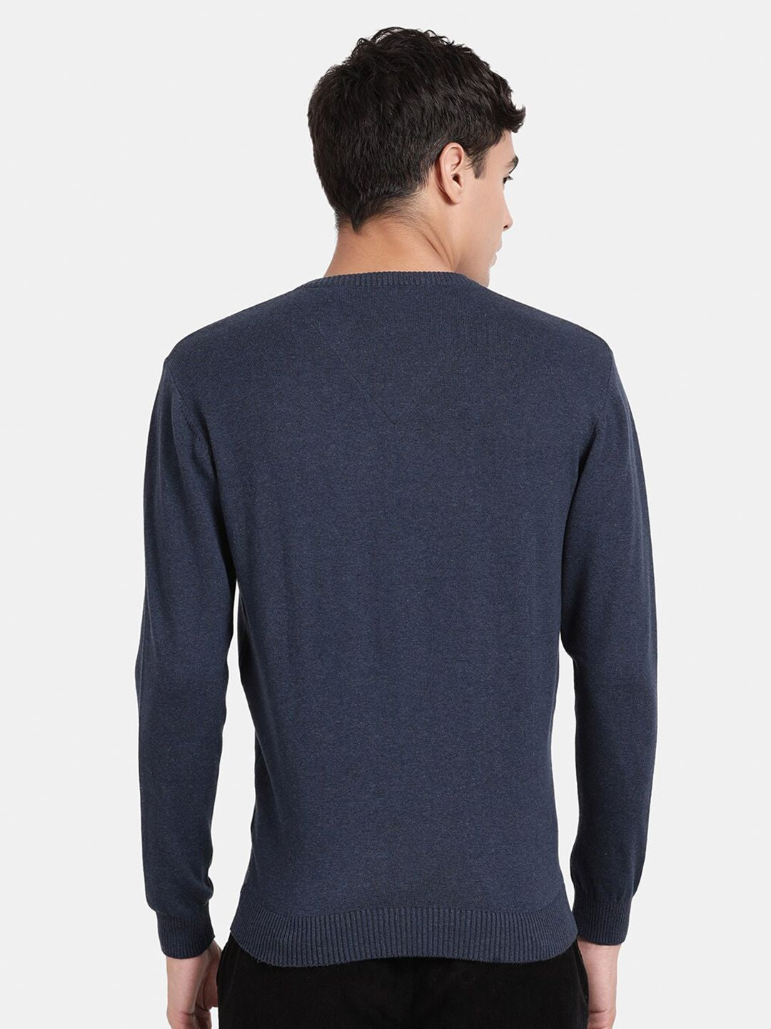 V Neck Mood Indigo Melange Full Sleeve Pullover