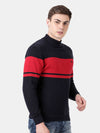 T-Base Men Red & Black Colourblocked Pullover