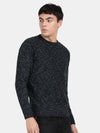 T-Base Geometric Self Design Ribbed Woollen Pullover Sweater