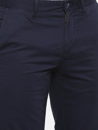 T-Base Men Navy Blue Easy Wash Chinos Trousers