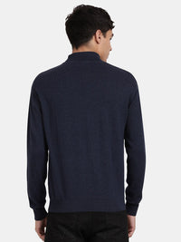 Turtle Neck Deep Indigo Melange Full Sleeve Pullover