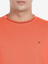 Crew Neck Burnt Orange Melange Full Sleeve Pullover