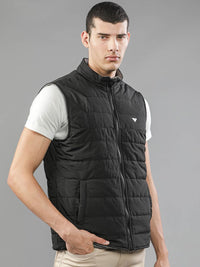 t-base Men Black Windcheater Puffer Jacket