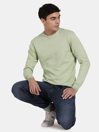 Crew Neck Meadow Green Melange Full Sleeve Pullover