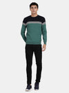 Crew Neck Full Sleeve Alpine Green Color Blocked Pullover