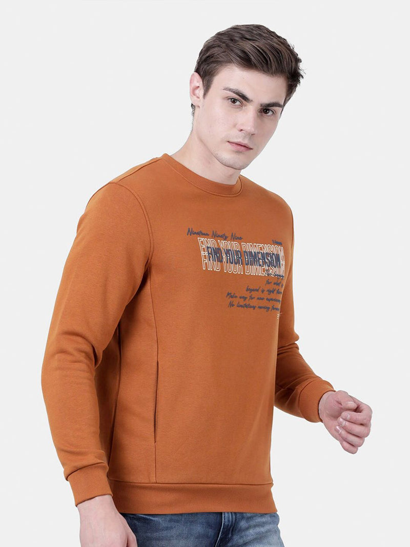 T-Base Men Brown Printed Sweatshirt